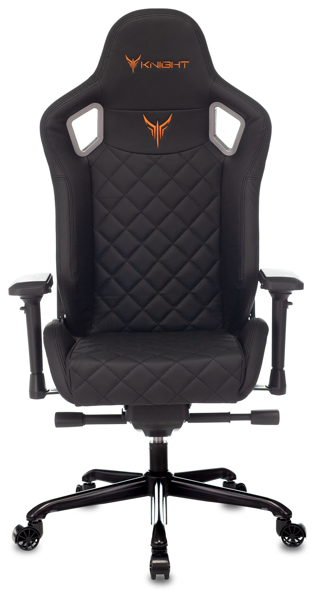 Геймерское кресло Knight черный ромбик экокожа с подголов., крестовина металл
