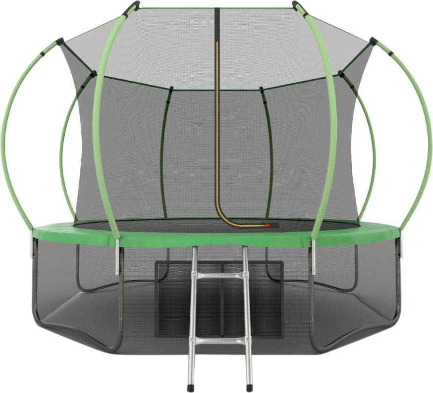 Батут Evo Jump 12 ft, с внутренней сеткой и лестницей (зелёный) + нижняя сеть