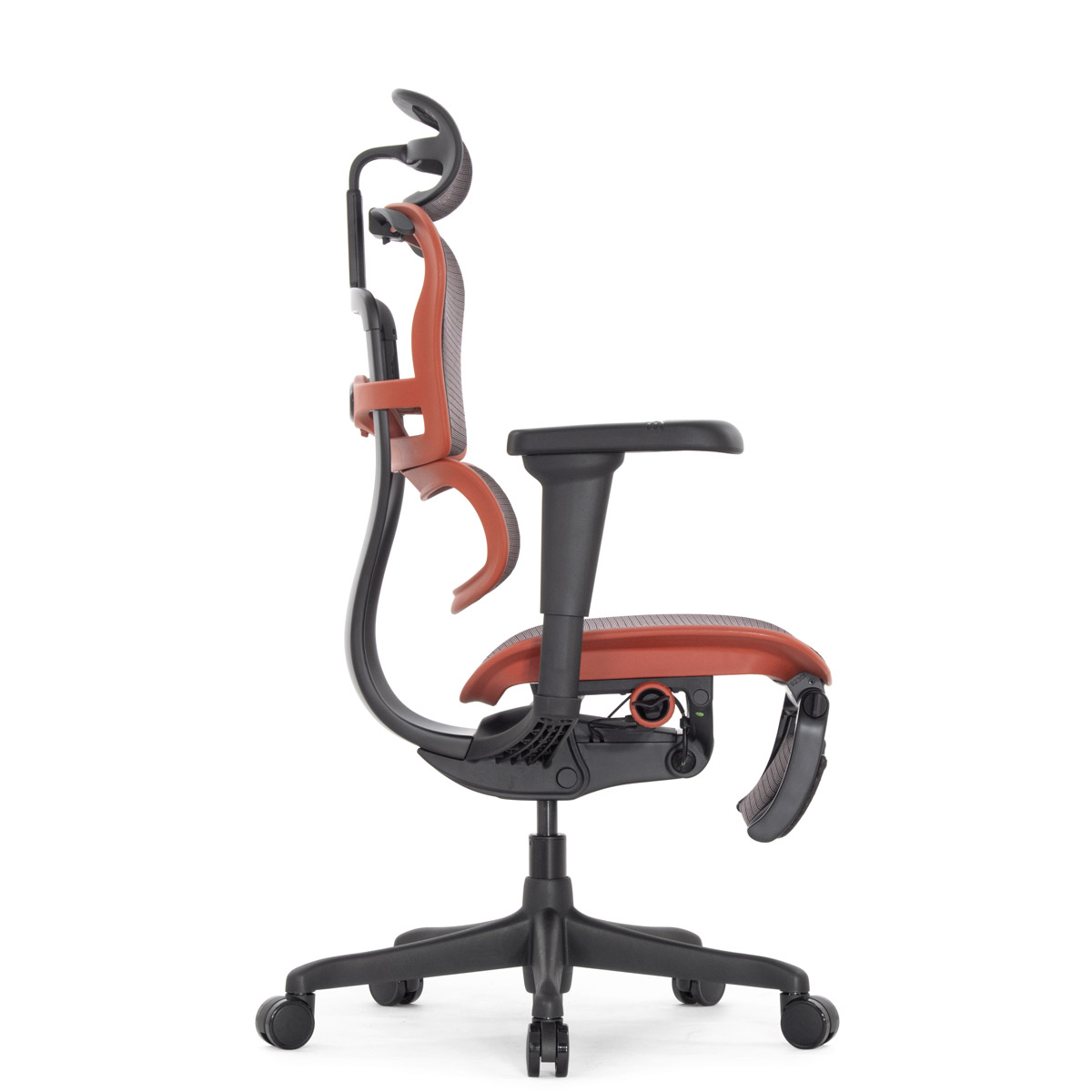 Геймерское кресло Falto Ergohuman 2 Ultra Game с подножкой (наклон вперёд, сетка, чёрный с красным)