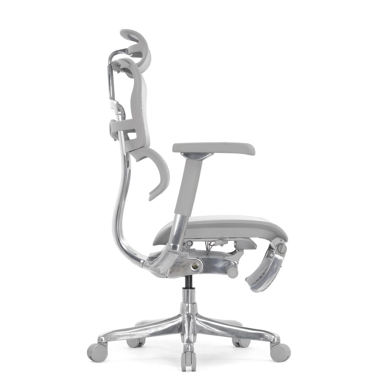 Эргономичное кресло Falto Ergohuman 2 Luxury с подножкой (SmartWork, алюминий, наклон вперёд, сетка, серый)