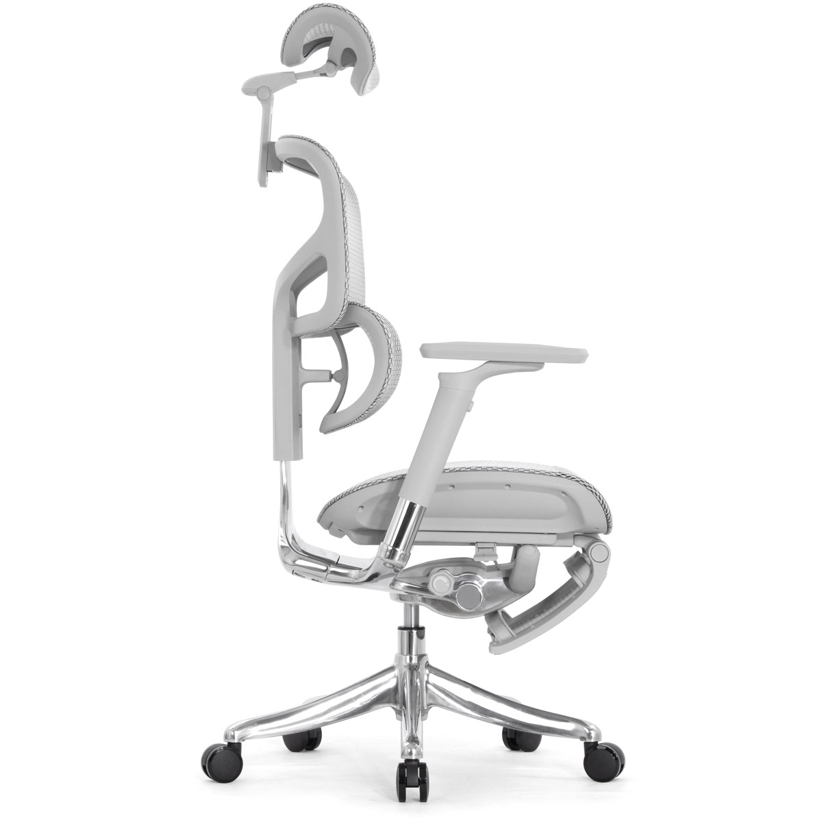 Эргономичное кресло Falto Pro 2 с подножкой (3D поясничный упор, подголовник 4D, каркас серый, белый)
