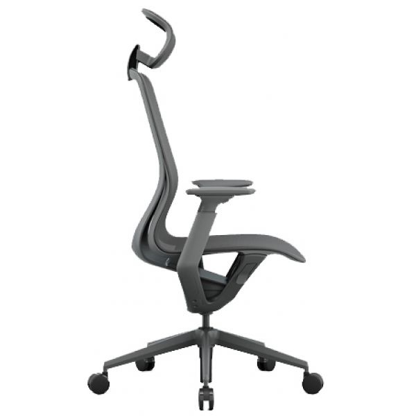 Эргономичное кресло Aria с подголовником сетка, тёмно-серое