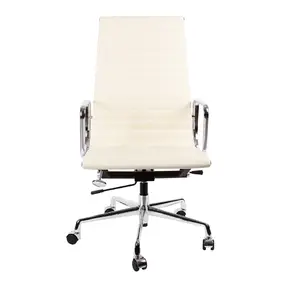 Эргономичное кресло Eames HB Ribbed Office Chair EA 119, кремовая кожа