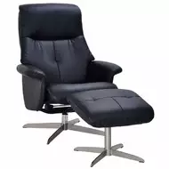 Кресло-реклайнер Relax FALTO BOSS 7826A с пуфом для ног, обивка КОЖА 001 BLACK