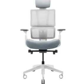 Эргономичное кресло Falto G2 Pro (5 позиций выдвижения поясницы, сетка, ткань, каркас белый, серый)