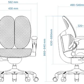 Детское эргономичное кресло Falto ORTO (корсетная спинка, слайдер, подлокотники 3D, сетка, золотой)