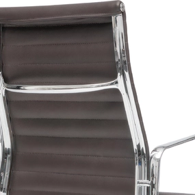 Эргономичное кресло Eames Ribbed Office Chair EA 119, темно-коричневая кожа