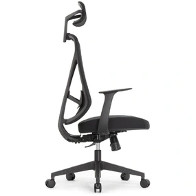 Эргономичное кресло Falto Kuraj (поясничный упор, сетка, ткань, чёрный)