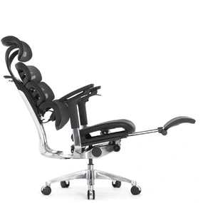 Эргономичное кресло Falto Evolution с подножкой (тихие вставки, управление на подлокотниках, сетка, чёрный)