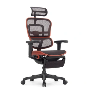 Геймерское кресло Falto Ergohuman 2 Ultra Game с подножкой (наклон вперёд, сетка, чёрный с красным)