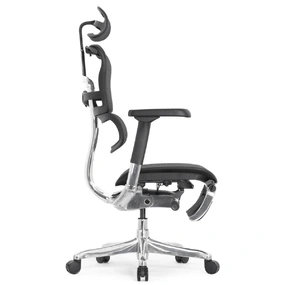 Эргономичное кресло Falto Ergohuman 2 Elite с подножкой (алюминий, наклон вперёд, сетка, чёрный)