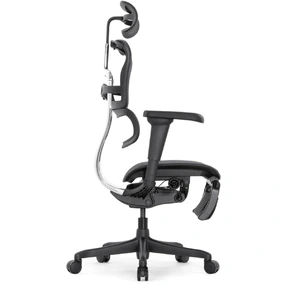 Эргономичное кресло Falto Ergohuman 2 Elite с подножкой (алюминий, наклон вперёд, сетка, чёрный)