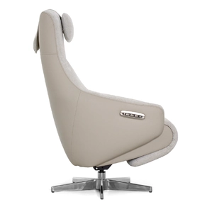 Кресло-реклайнер Falto Live (3 мотора, поясничный упор, шенилл, натуральная кожа, светлый)