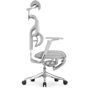 Эргономичное кресло Falto Pro 2 с подножкой (3D поясничный упор, подголовник 4D, каркас серый, белый)