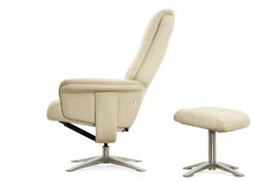 Кресло-реклайнер Falto Boss (оттоманка, натуральная кожа, бежевый)